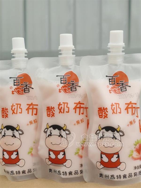 百香酸奶布丁自立袋裝草莓味實(shí)物圖