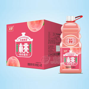 圣普蜜桃复合果汁饮料大瓶果汁果肉果汁2LX6瓶