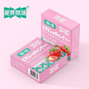 視界牧場草莓味維C糖果休閑食品40g