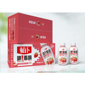 植卜嚼着喝草莓+燕麦乳酸菌饮品草莓味400mlX15瓶