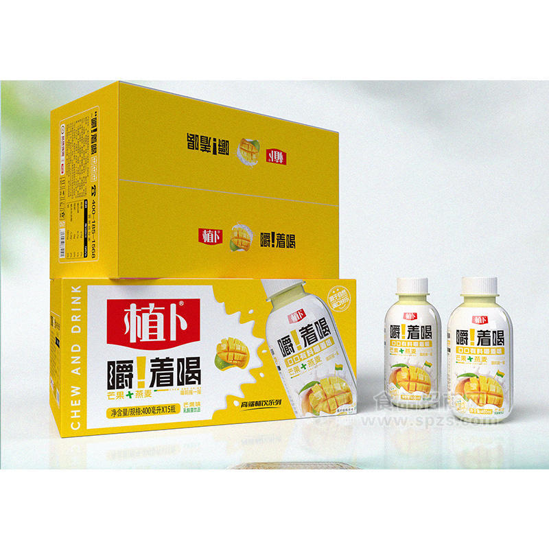 植卜嚼著喝芒果+燕麥乳酸菌飲品芒果味400mlX15瓶