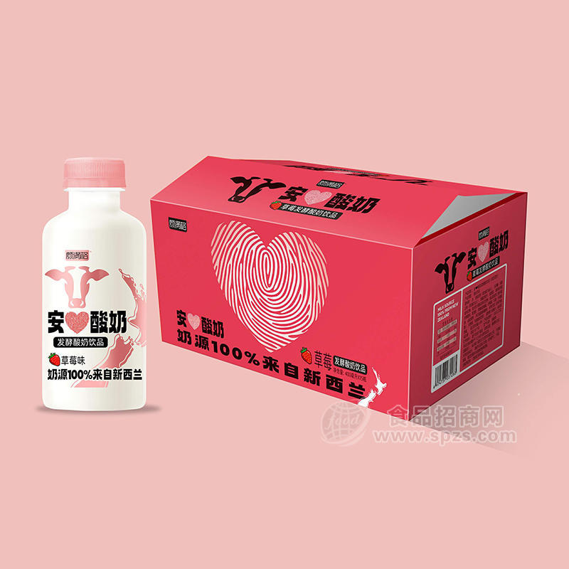 颜满格草莓味发酸酸奶乳饮料400mlx15瓶