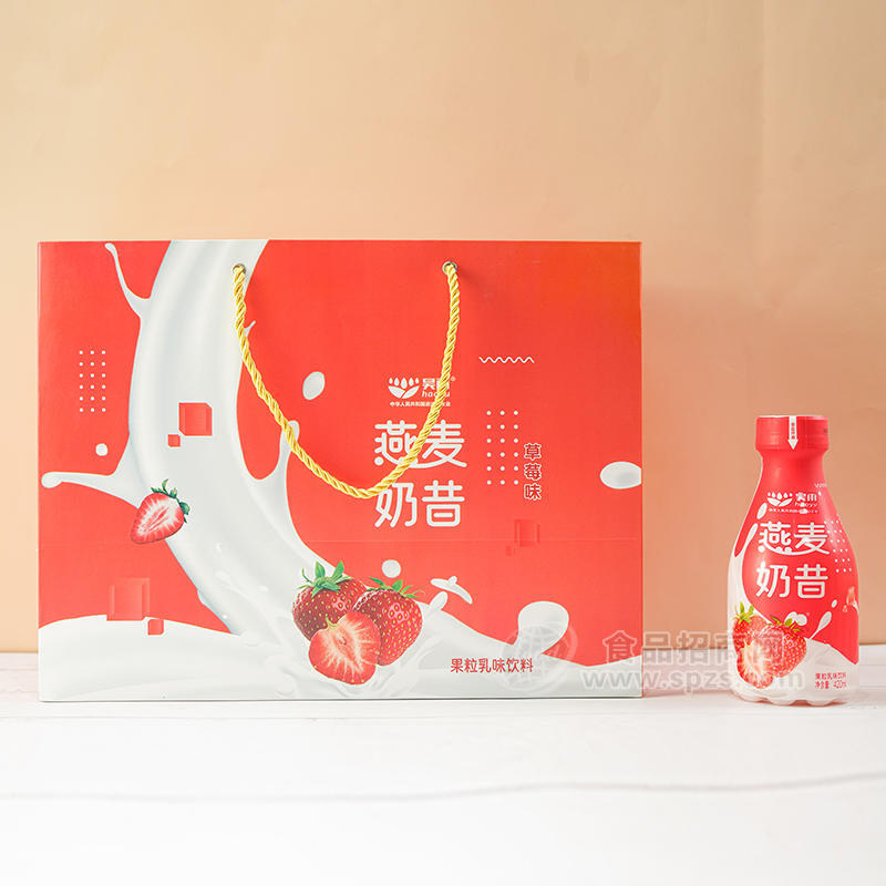 昊雨草莓味燕麥奶昔果粒乳味飲料箱裝招商420ml