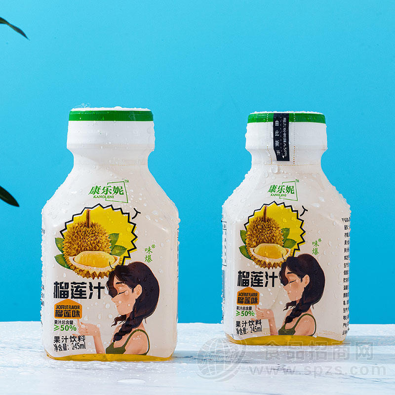 康乐妮味爆榴莲汁榴莲味果汁饮料瓶装招商245ml