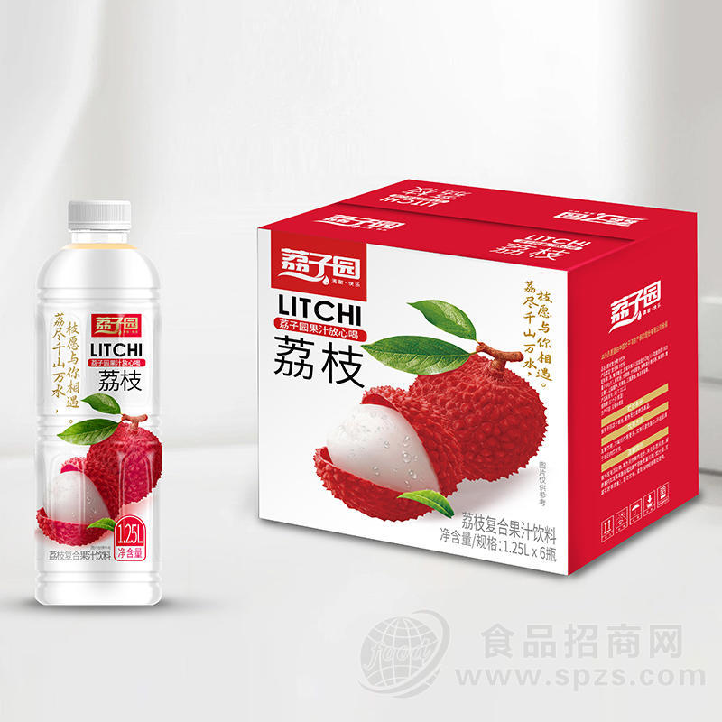 荔子园荔枝味复合果汁饮料箱装1.25L×6瓶