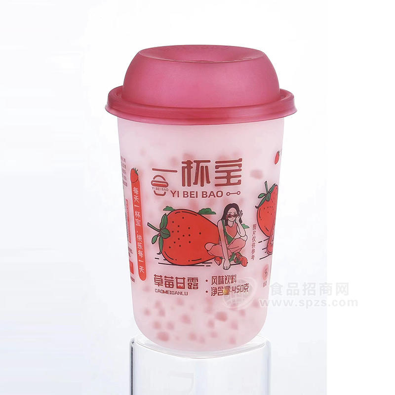 一杯寶草莓甘露風(fēng)味飲料瓶裝招商450g