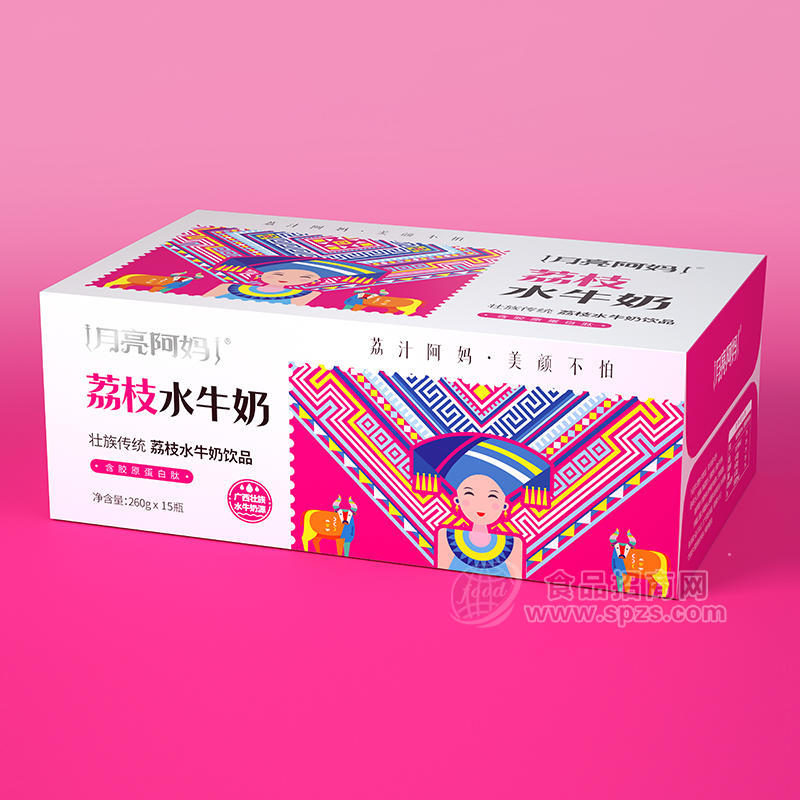 月亮阿妈荔枝水牛奶饮品箱装招商260g×15瓶