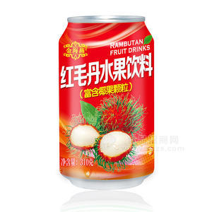 金海燕紅毛丹水果飲料富含椰果顆粒罐裝招商310g