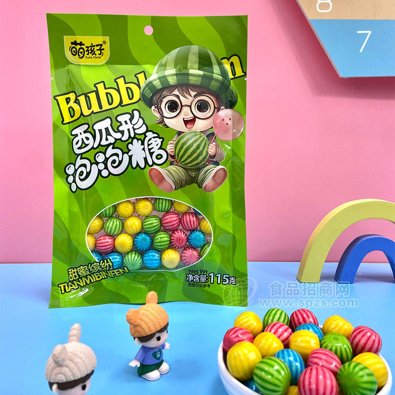 萌孩子西瓜形泡泡糖袋装招商115g