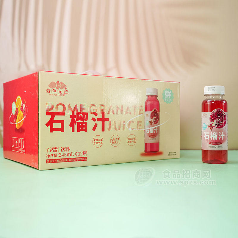 紫色光芒石榴汁飲料箱裝招商245ml×12瓶