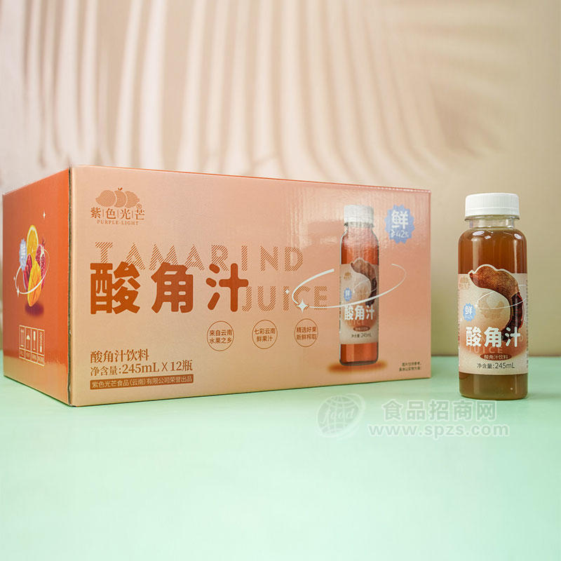 紫色光芒酸角汁飲料箱裝招商245ml×12瓶