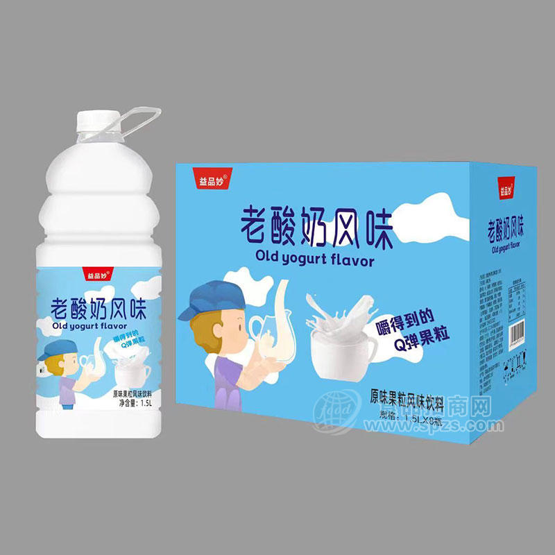 益品妙老酸奶风味原味果粒风味饮料箱装招商1.5L×8瓶