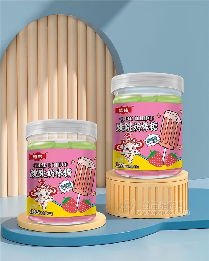 结结跳跳奶棒糖草莓味12支100g