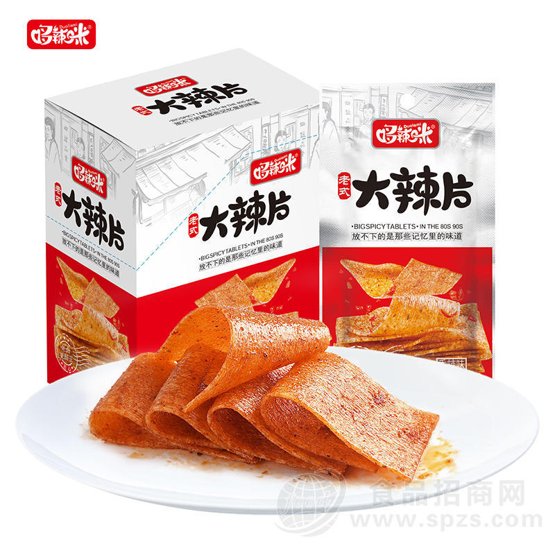 哆辣咪老式大辣片香辣味调味面制品1元校园零食麻辣食品招商26g