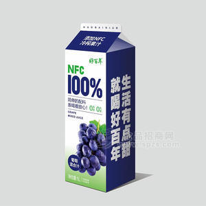 好百年NFC葡萄混合汁冷榨果汁素盒裝飲料招商1L