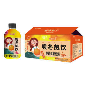 雪小暖暖冬熱飲甜橙復(fù)合果汁飲料箱裝招商380ml×15瓶