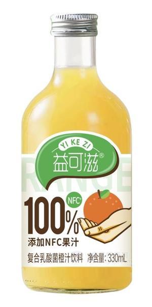 益可滋100%NFC果汁复合乳酸菌橙汁饮料330ml