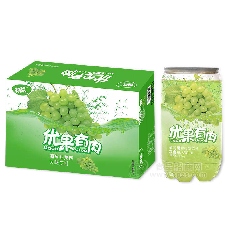 好梦优果有肉葡萄味果肉饮料箱装招商330ml 