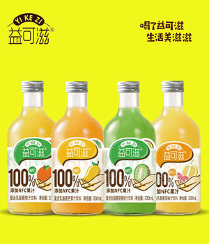 益可滋100%添加NFC果汁復合乳酸菌果汁330ml橙汁芒果