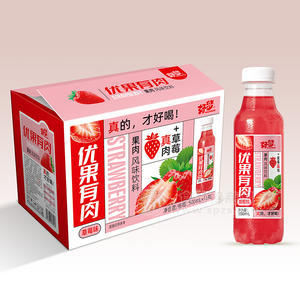 好夢優(yōu)果有肉草莓味風(fēng)味飲料箱裝招商500ml×15瓶