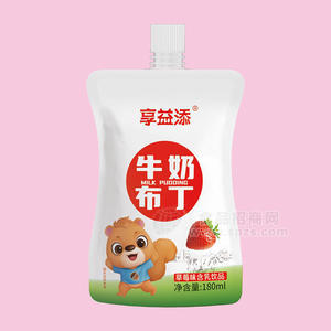 享益添牛奶布丁草莓味含乳飲品乳飲料180ml