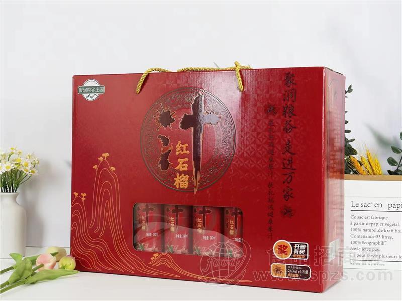 聚润粮谷庄园红石榴汁箱装240ml*12罐