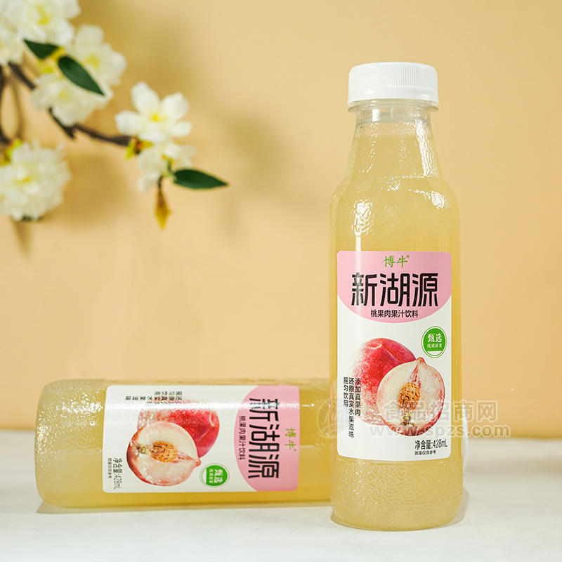 博牛桃味果肉果汁飲料瓶裝招商428ml