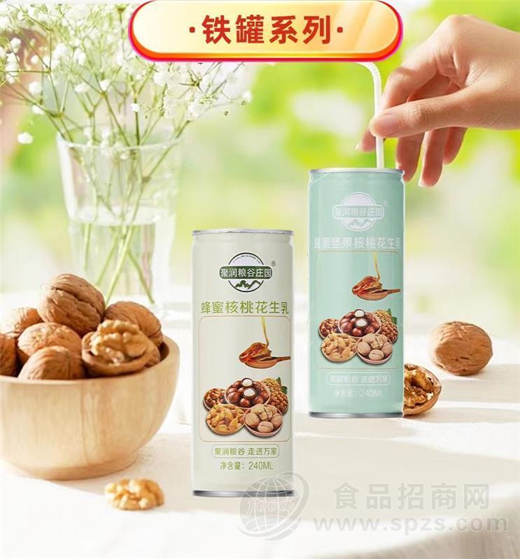 聚润粮谷庄园蜂蜜核桃花生乳坚果核桃花生乳瓶装240ml