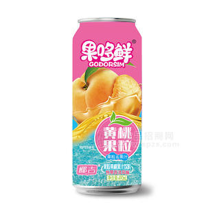 果哆鮮黃桃果粒果汁飲料罐裝招商490ml