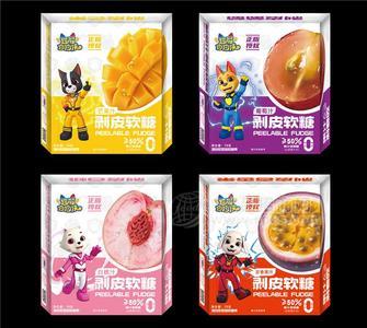 超能狗狗侠葡萄汁芒果汁百香果汁白桃汁剥皮软糖盒装70g