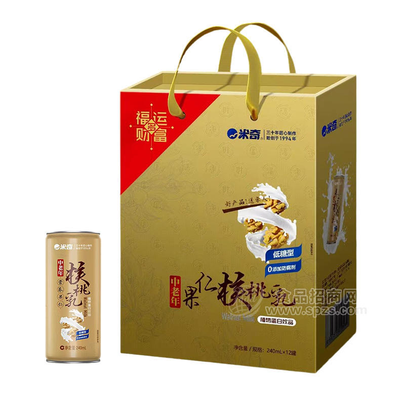 米奇果仁核桃乳植物蛋白禮盒飲料240ml×12罐