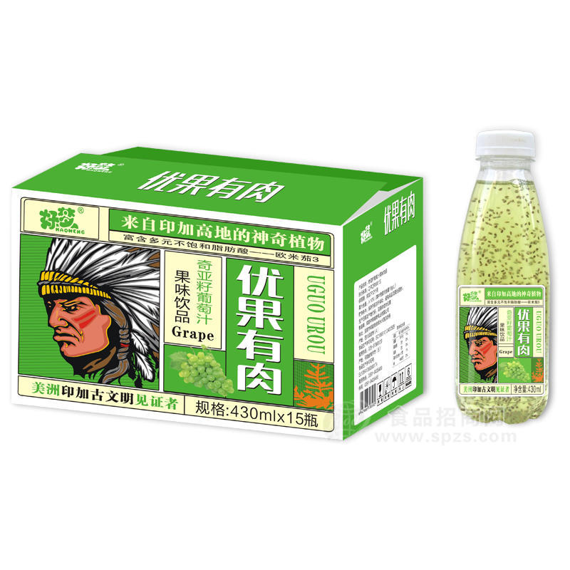 好梦奇亚籽葡萄汁果味饮品箱装招商430ml×15瓶 
