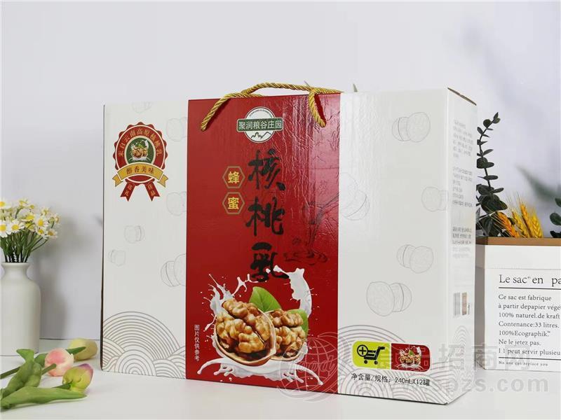 聚润粮谷庄园蜂蜜核桃乳箱装240ml*12罐