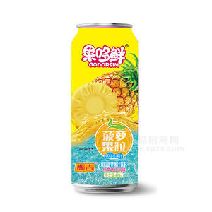 果哆鮮菠蘿果粒果汁飲料罐裝招商490ml