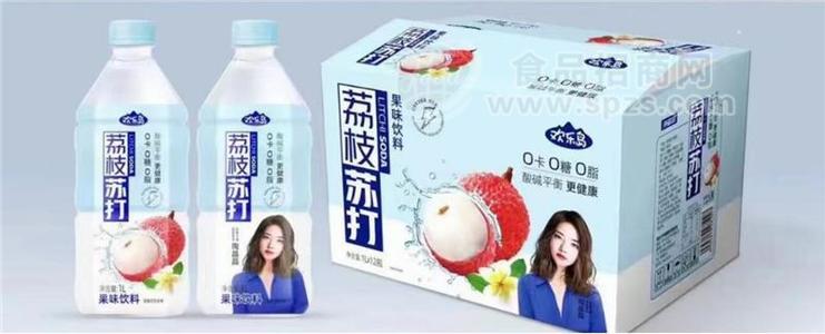 欢乐岛荔枝味苏打水果味饮料1L×12瓶