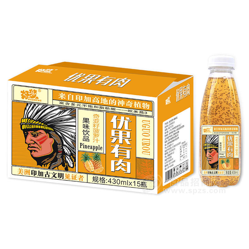 好梦奇亚籽菠萝汁果味饮品箱装招商430ml×15瓶 