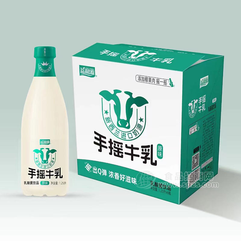 益和源原味手摇牛乳乳酸菌饮品乳饮料1.25LX6瓶