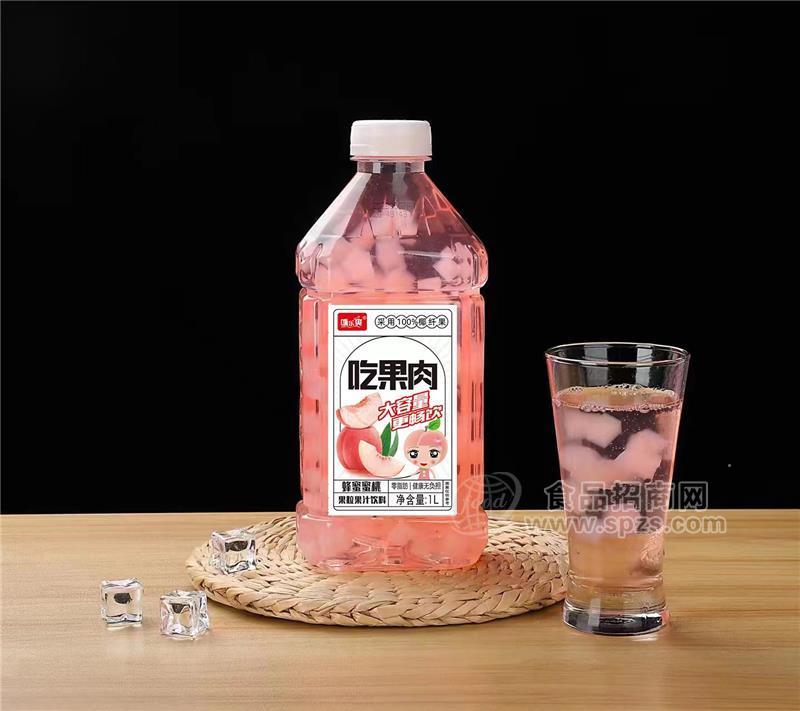 咪樂爽果粒果汁飲料蜂蜜蜜桃汁瓶裝1L