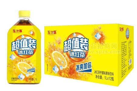 玉汁源 冰红茶柠檬味果味饮料1L