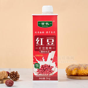 時代乳業(yè)首牧紅豆粗糧谷物飲料盒裝招商1L