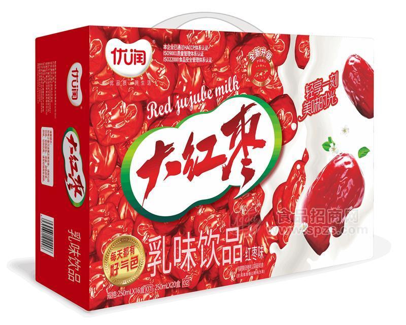 ·优润大红枣乳味饮品红枣味箱装 
