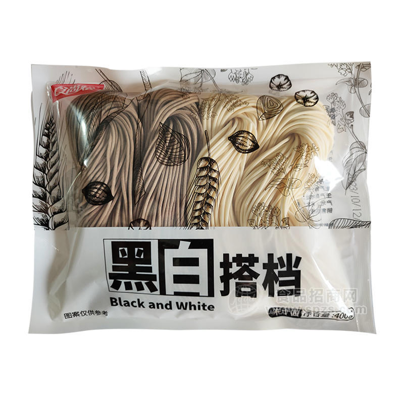 食尚烩黑白搭档半干面面条400g 