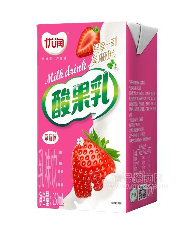 優(yōu)潤酸果乳草莓味乳味飲品250ml