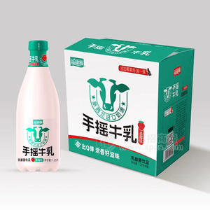 益和源草莓味手搖牛乳乳酸菌飲品乳飲料1.25LX6瓶