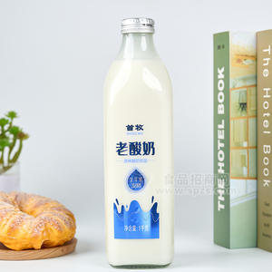 時(shí)代乳業(yè)首牧老酸奶原味生牛乳發(fā)酵乳飲料瓶裝招商1L