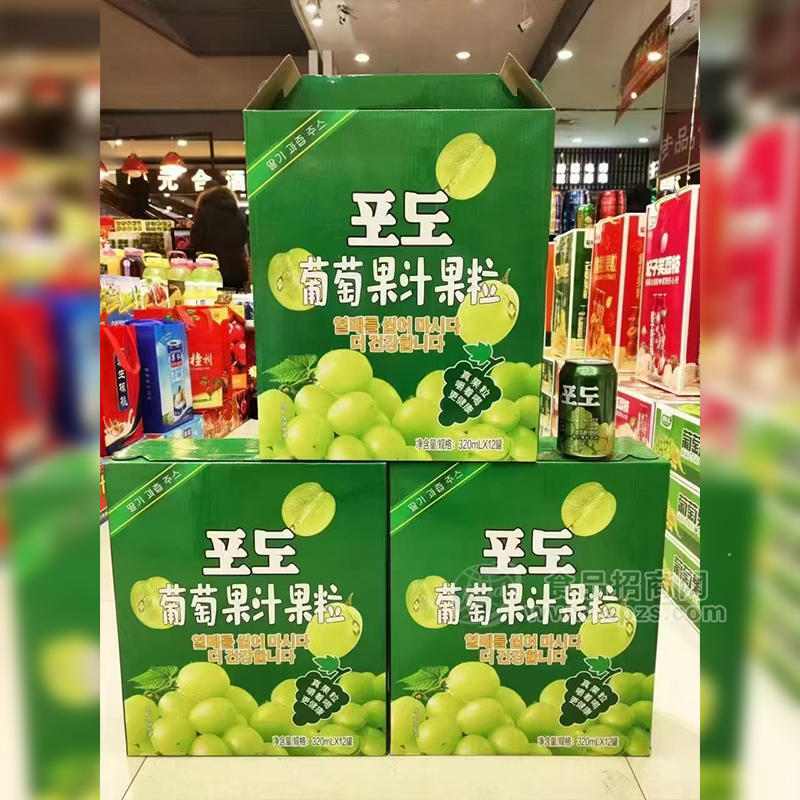 葡萄果汁果粒飲料箱裝招商320ml×12罐