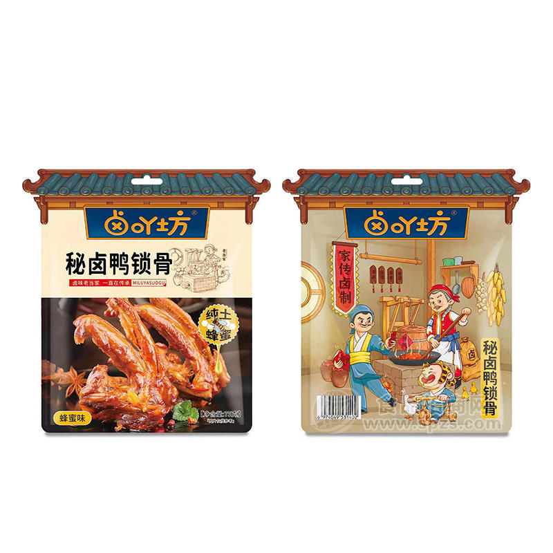 卤吖坊蜂蜜味秘卤鸭锁骨休闲食品75g