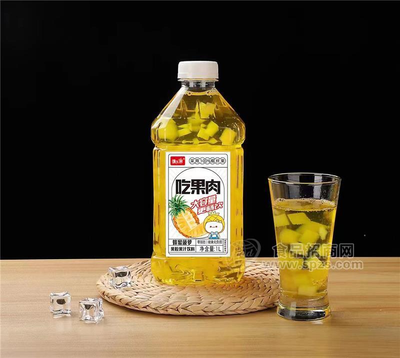 咪樂爽果粒果汁飲料蜂蜜菠蘿汁瓶裝1L