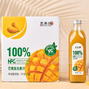 時代乳業(yè)惠果源添加NFC芒果復(fù)合果汁飲料箱裝招商1L×6瓶