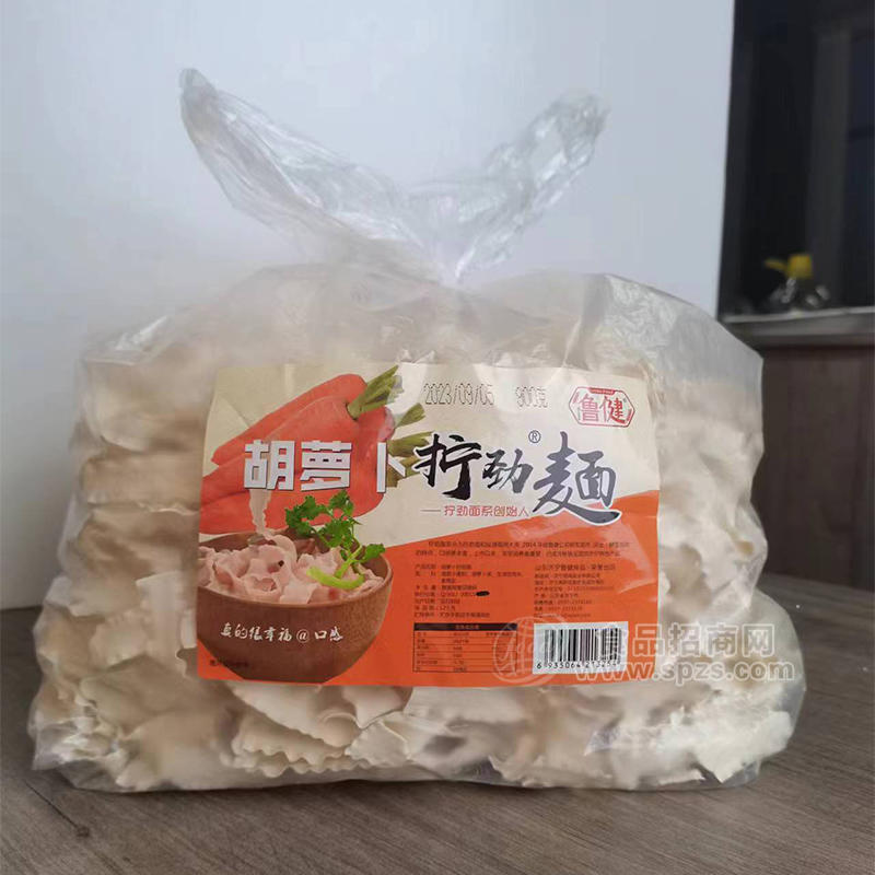 鲁健胡萝卜拧劲麺干面片袋装招商900g 